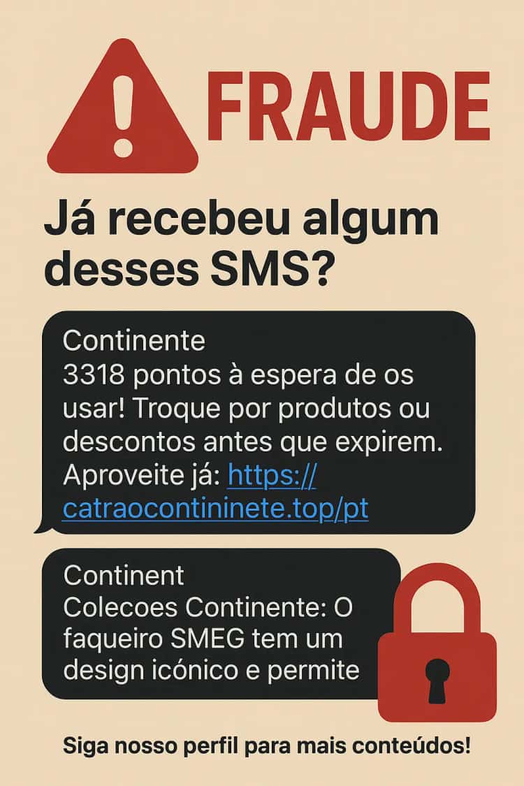 Como os burlões se infiltram entre SMS verdadeiros do Cartão Continente